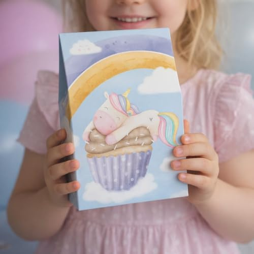 10 x Einhorn Mitgebseltüten - Kindergeburtstag Tüten - nachhaltige Tütchen aus FSC Papier - Mitgebsel Geschenke - Geburtstag Papierüten (Einhorn)