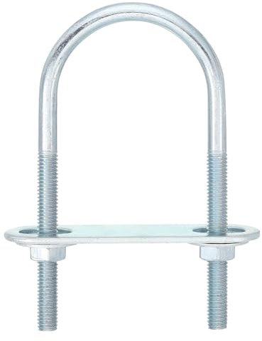 QUARKZMAN 2Pcs Pernos en U Redondos M6, Ancho Interior de 40mm, Longitud de 90mm Perno de Abrazadera en U con Tuercas y Placas, de Acero al Carbono para Reparación Tuberías y Industriale
