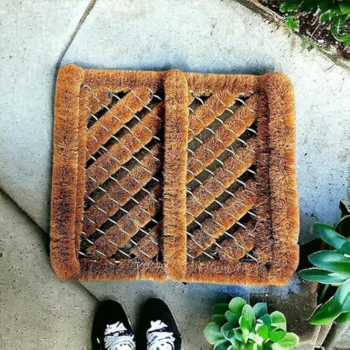 Pro Home Door Mat 30x35cm – Stiff Bristle Coir Door Mats Outdoor with Anti-Slip Rubber Back – Compact Outdoor Mat for Mud Removal, Garden Steps, Porch or Entryways (Pack of 1)
