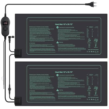 RLVYTA heizmatte 2 Packungen Heizmatte mit Thermostat für Innengewächshäuser, wasserdicht für Hydrokultur, Heimbrauen, Reptilien-Terrarien Pflanzen Heizmatte
