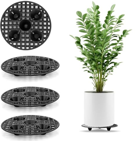 PONGH 4 soportes para plantas en maceta, 20 cm, rejilla de drenaje, rejilla de drenaje de plástico, malla redonda, esteras para macetas, almohadillas de malla para interior y exterior