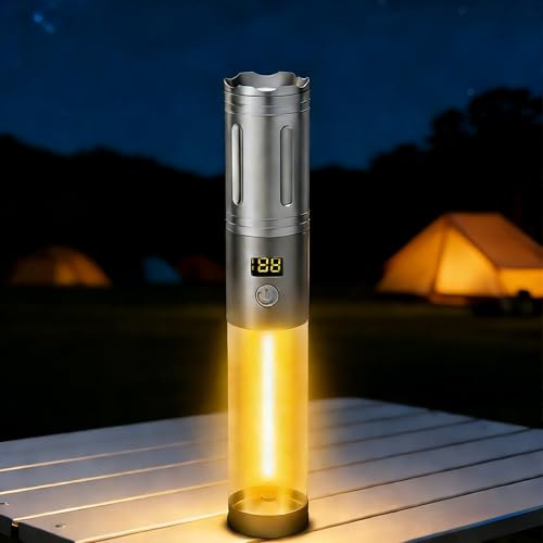 LeKaufen Campinglampe aufladbar, 6000LM LED Laterne 6 Modi | Wasserdicht Tragbare Zeltlampe mit LED-Akku-Anzeige，Taschenlampe für Camping, Notfall, Stromausfall