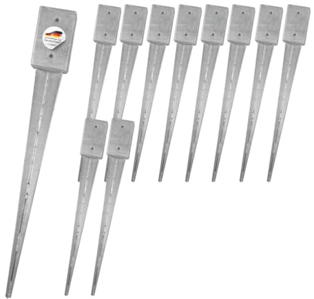 SunnyDeals 11 Einschlaghülsen 91x91x750 mm für 9x9 cm Pfosten | zum Einschlagen ins Erdreich, ohne Betonieren