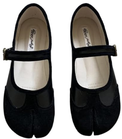 Tabi Shoes Women Mary Janes Ballet Flat - Low Top Split Toe Orthopedic Cute Casual Comfortable Walking Lightweight Female Solid All-Match for Daily Wear Beach Travel Athleisure Standing All Day (Black,8)