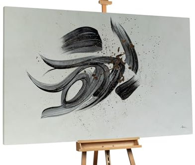 KunstLoft Ölgemälde 'Black Dynamic' 180x120cm | Original Handgemalte Gemälde | Modern | Grau und Schwarz | Leinwand-Bild Ölgemälde einteilig groß | Modernes Kunst Ölbild