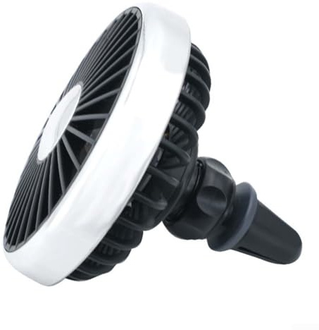 USB-Ventilator mit Clip, für Lüftungsschlitze, beschleunigter Luftstrom für Komfort bei heißem Wetter (Schwarz / Silber)