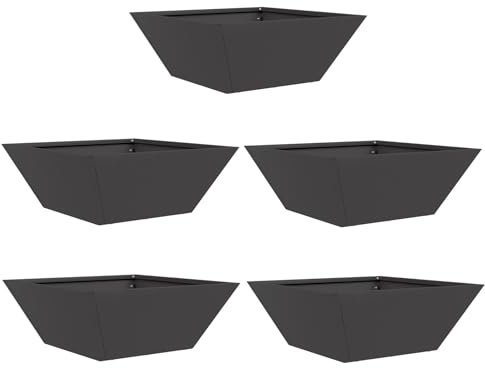 vidaXL Vaso Metallico Nero Quadrato per Interno ed Esterno - Dimensioni Medie, 40 x 15 cm - Resistente ai Raggi UV, Durevole e Moderno - Perfetto per Piccole Piante, Giardino o Terrazza - Decorativo