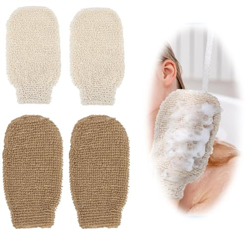 4 Stück Peelinghandschuhe Körper aus Naturfasern, Sisal Duschhandschuh Sisal Exfoliating Gloves, Peeling Handschuhe Körper Peelinghandschuh (mehrfarbig-4 Stück)