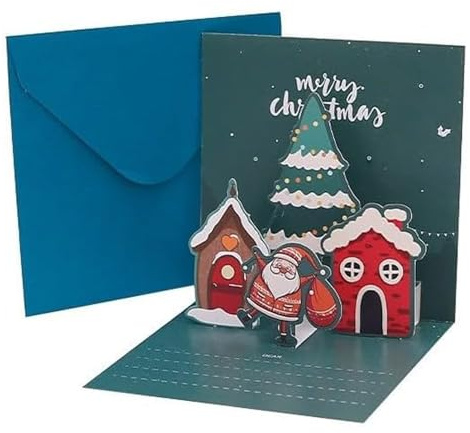 Ovanda Weihnachtskarten 3D Lustig Pop Up Karte Weihnachten Geschenkkarte Handgemachte, Geburtstagskarte 3D für Kinder Frohe Weihnachten Weihnachtens Schneemann Tannenbaum Christmas shaus