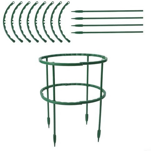 8 pali di supporto per piante con design semicircolare per fiori rampicanti da giardino, 15,5 x 26 cm, gabbia in plastica verde per ortensie, rose, peonie e piante di pomodoro