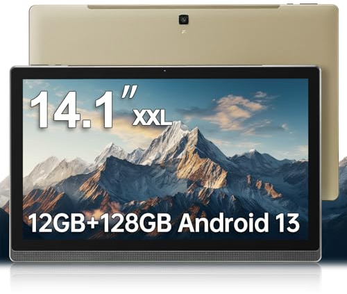 HOOGEE Tablet 14,1 Pollici, Tablet Android 13 2025 con Display FHD IPS 1920x1200, 12GB RAM 128GB ROM Espandibile 1TB, Batteria 10000mAh, MTK6769 Octa-Core, GMS, WiFi, Dual Camera 13MP