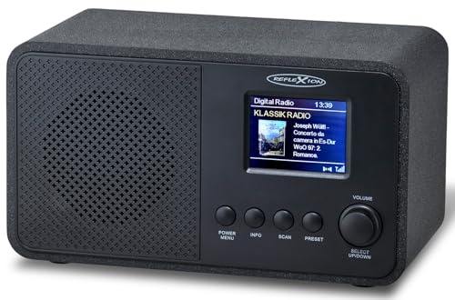 Reflexion DAB+ Radio mit Bluetooth, Wecker & Farbdisplay | Digitalradio mit USB, AUX-IN, Teleskopantenne & 40 Senderspeichern | 40W Musikleistung, 2,4 TFT-Display, Kompakt & Modern