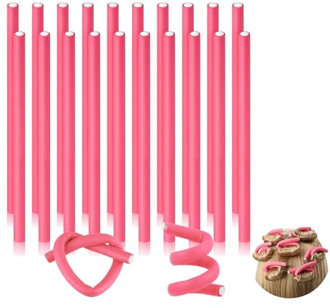 Papilotten Lockenwickler 20 Stück Lockenwickler ohne Hitze Hair Rollers DIY Haar Friseur Tools für Natürliche Haare Lange Haare (Rosa)