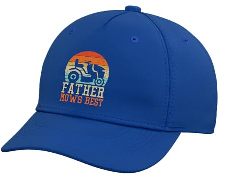 Father Mows Best Riding Lawn Mower Fathers Day Dad Papa Joke Adjustable Printed Baseball Hat, Royal Blue