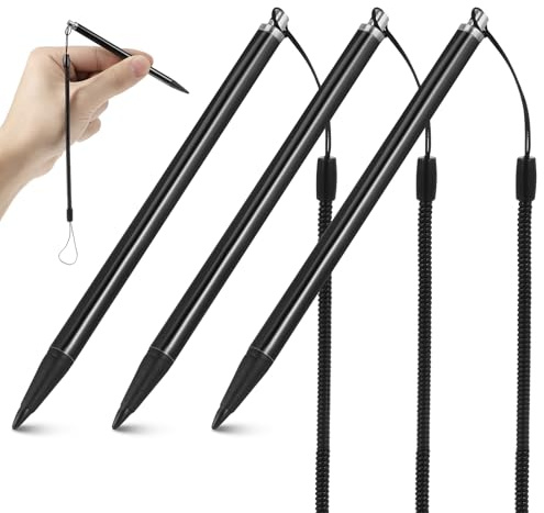 UTHCLO Penna Stilo Resistiva per Touchscreen con Cordino a Molla Anti-smarrimento, Set da 3 Pezzi Compatibile con Navigatori Pos, Tablet e Dispositivi Industriali con Schermo Resistivo