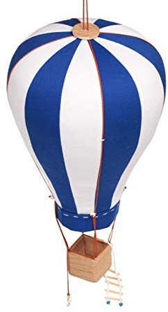 Hanging Textile Hot Air Balloon Kids Room Nursery Decor Navy and White Large 12in