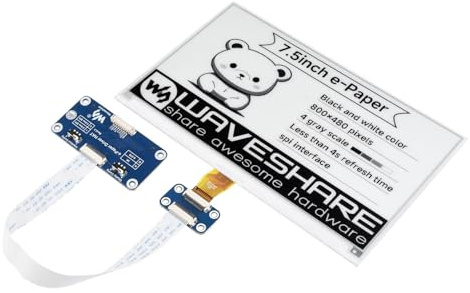 Waveshare 7.5 inch E-Paper Display Hat V2 for Home Assistant & ESPHome Projects 800x480 3.3v/5v E-Ink Electronic Screen with Embedded Controller SPI Interface for Raspberry Pi/Jetson Nano/STM32