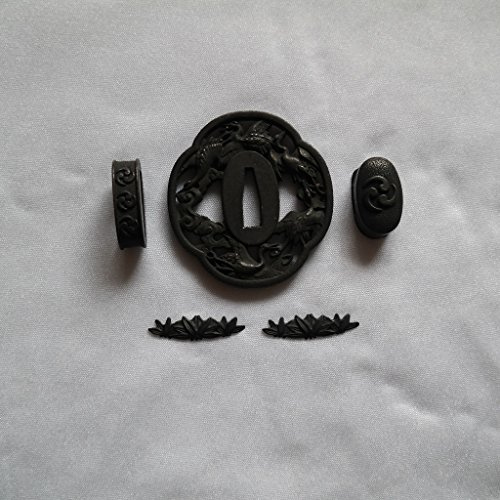 Boyu Japanese Samurai Sword KOSHIRAE – TSUBA FUCHI KASHIRA MENUKI HJ81-HJ95 (HJ83, 3.14in-3.54in, 2.75in-3.14in,)