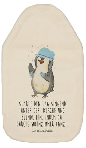 Mr. & Mrs. Panda Wärmflasche Pinguin Duschen - Geschenk, Wärmekissen, Bettflasche, Kinderwärmflasche, glücklich sein, Kleine Wärmflasche, baden,
