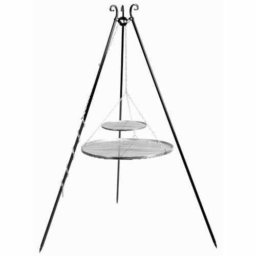 Cook King - Barbecue Girevole Tripod con griglia, 70 cm e 40 cm, in Acciaio Inox