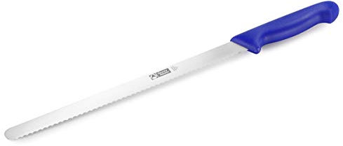 thermohauser Konditormesser (Stahl, rostfrei), einseitiger Wellenschliff, mit blauem Kunststoffgriff, Klinge 31 cm