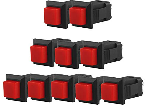 Larcele 11x13mm Pulsador Momentáneo Mini DIY Empujar Botón Cuadrado 10 Piezas ANKG-16 (Rojo)