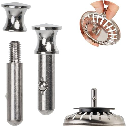 Grifo de Repuesto para cesto colador, 1 Pieza, Grifo de 30 mm de Largo con Bola, sobresale 25 mm en el desagüe, Ø 7,8 mm Espiga, de Acero Inoxidable, grifería de desagüe Espiga Espiga