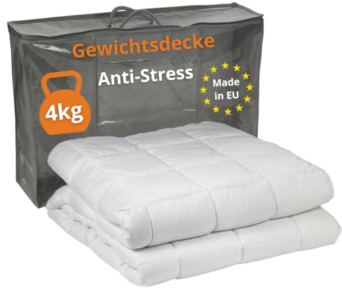sleepling Gewichtsdecke 135x200 cm, 4 kg, Therapiedecke, Entspannungsdecke | Schwere Decke mit Glasperlenfüllung gegen Stress und Schlafstörungen, Für Erwachsene, Weighted Blanket 135 x 200, Made in EU