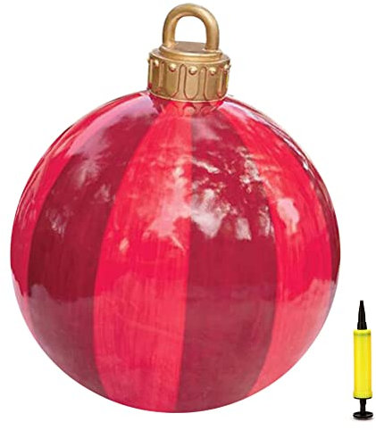 Settoo Decorazione natalizia, palla gonfiabile, 60 cm, in PVC, per albero di Natale, personalizzabile (con cilindro gonfiabile)