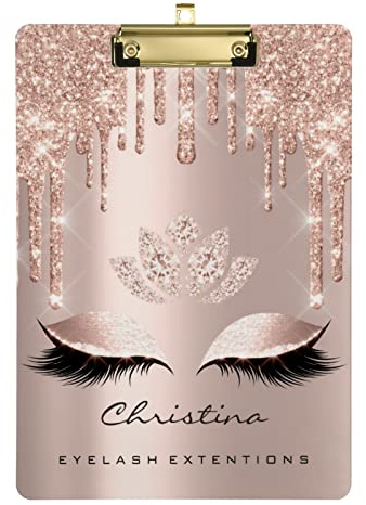 Personalisiertes Lashes Lotus Acryl-Klemmbrett, A4-Klemmbretter in Briefgröße, mit Text-Logo, für Studenten, Frauen, Männer, 22,9 x 31,8 cm, mit niedrigem Profil, Metallclip