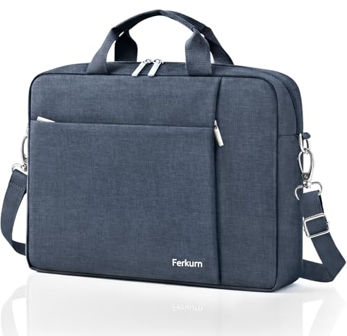 Ferkurn Laptop Bag Case 17 17.3 inch for Women Men Compatible with HP OmniBook Pavillion,Acer Aspire Nitro,IdeaPad,Precision,ASUS Vivobook,MSI,LG, Slim Strap Messenger Briefcase Computer Bag, Gray