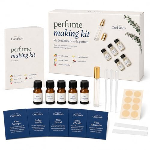 Kit de Fabrication de Parfum par OurHands - créez vos propres fragrances sur mesure, coffret cadeau de parfum parfait pour hommes et femmes, inclus un vaporisateur en verre rechargeable