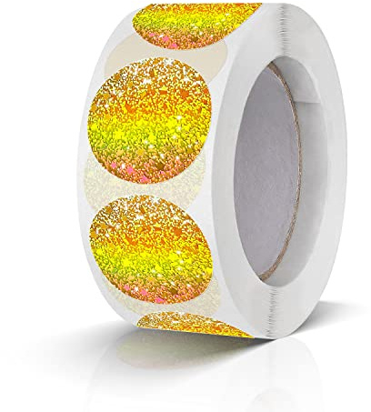 500 Stück Runde Aufkleber Stickers 25mm Farbkodierung Etiketten Rolle kleine Klebepunkte Laser Gold