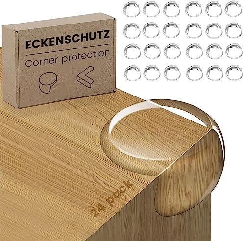 FUHOMI 24 Stücks Kantenschutz Baby Eckenschutz Baby Selbstklebend Transparent Tischkantenschutz Eckschutzkanten Baby kindersicherung Mit Verbessertem Superkleber für Baby Sicherheit (24PCS)