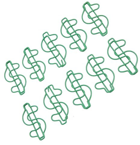 Speziell Geformte B¨¹roklammern , Dollar Form , 100 St¨¹ck , Mini B¨¹roklammern , Gr¨¹n , Glatt Plattiertes Metall , Zuverl?ssig Klassenzimmer und Zuhause