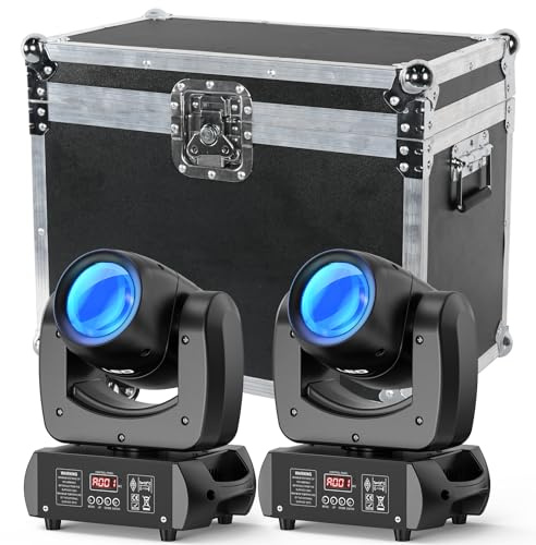 2er Set 100W Moving Head LED Beam 18 Prisma DMX512 Disco Party Licht mit Flightcase Transportkoffer Transportboxen Tragbarer