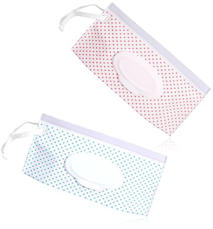 Rumyve 2pcs Reusable Travel Wet Wipe Dispenser - EVA Portable Bag and Box for Home, Office, On the Road