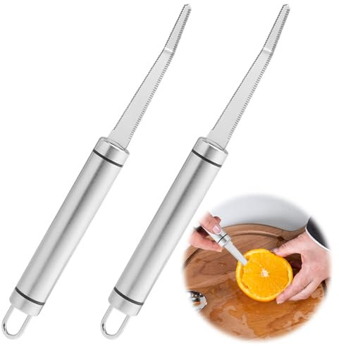 2er-Pack Grapefruitmesser, gebogenes Grapefruitmesser aus Edelstahl mit Wellenschliff, Obstmesser mit Wellenschliff, Küchenmesser mit Wellenschliff, Grapefruitschäler