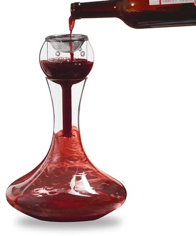 Pink Wine Decanter with Natural Cork Stopper for Valentine& Spring Summer - Red Wine Carafe in Elegant Hand-Blown Lead-Free Crystal Glass Design for Holiday, Dinner, Tabletop, 60oz Standard Capacity