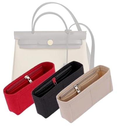LinerLink Taschen-Organizer für Hermes Herbag 39 (L x H x T): 39 x 33 x 14 cm (schwarz, Stil B: seitlicher Reißverschluss)