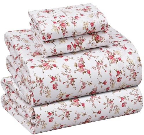 Ruvanti Juego de sábanas 100% algodón, tamaño King, 4 Piezas, Ropa de Cama de Tejido de percal Suave y Transpirable, Bolsillo Profundo de 16 Pulgadas, estándar de Hotel, sensación Fresca y Fresca