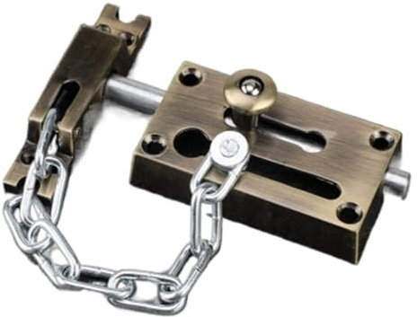 TüRkette 1 Stück Wachmann Türkette Riegelschlösser Anti-Diebstahl-Kette Türfenster Anti-Diebstahl-Kettenschloss Antike Riegel-Hardware TüR Kettenschloss (Color : Bronze)