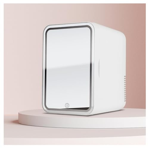 RéFrigéRateur De Beauté Portable, 8L,avec Miroir De Courtoisie LED Petit Frigo Pas Cher, Voiture,Maison,Chaud Et Froid 2 en 1 Frigo Portable, pour Le Bureau Ou en Voyage,White