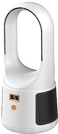 Srliya Ventilatore a Torre Senza Lama, modalità a 6 velocità, Carica USB, Display a LED, Ventola da Tavolo a Basso Rumore per Dormitorio di Family Office (Bianco)