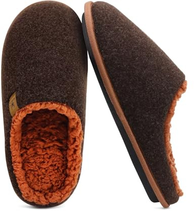 KuaiLu Zapatillas Hombre Fieltro Pantuflas CáLidas Peluche Para Interior