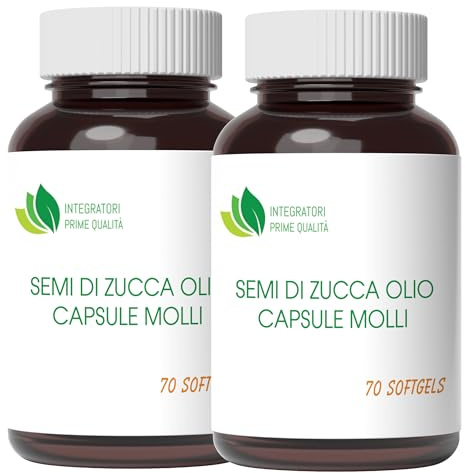 Semi di Zucca Olio Capsule Molli - 140 Softgels - Acido Linoleico Acido Oleico Omega 3-6-9 da Olio Spremuto a Freddo - 1 Perla al dì