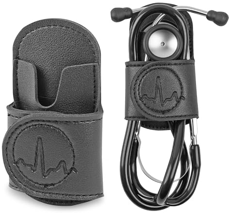 QIELIZI Stethoscope Holder Hip Clip.Night Shift Nurse Essentials Organizer,3M Littmann Stethoscope Belt Clip for Scrubs, Nursing Tools Holster Case,Teaching Stethoscope Holder(1-Double Black)
