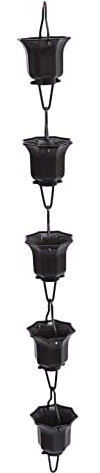 Yardwe Lotus Regenkette Aus Langlebigem Garden Rain Chain Mit Lotusbechern Zur Sicheren Führung Von Regenwasser Dekorative Regentonne Kette Für Dachrinnen Außen Geräuscharm Und Rostbestän