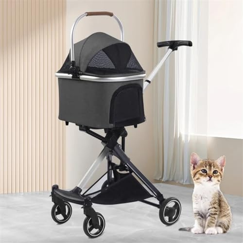Husdjursvagn Husdjursvagn, Hund- och kattvagn, Liten husdjursvagn Liten och medelstor husdjursvagn, Högt landskap, Lyxig hopfällbar hundbil, Kattvagn (Färg: Gul)(Dark Grey)