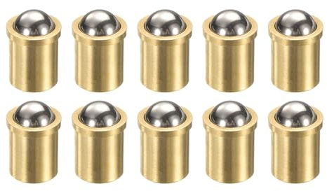 sourcing map 10 stantuffi a molla a sfera, 10 x 13 mm, in ottone, con perline di posizionamento di precisione, pistoni a sfera con molla a sfera, fermo per porte, armadi, dispositivi meccanici,